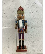 Kurt Adler 15&quot; Black Wooden Nutcracker King w, Crown &amp; Staff~Christmas D... - $28.95