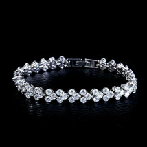 Simulated 7CT Round Cut Diamond Lovely Tennis Bracelet925 Silver Gold Plated  - £158.26 GBP
