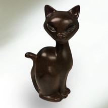 Vtg Brown Siamese 8” cat figurine retro MCM  mid century modern ceramic statue - £35.81 GBP