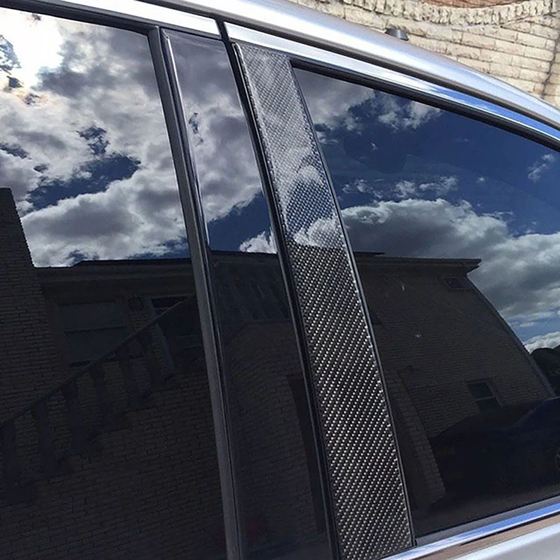 POSSBAY Carbon Fiber Black Door Window Pillar Posts Trim Cover for Mercedes-Be - £20.72 GBP
