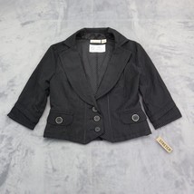 DKNY Jeans Blazer Womens M Black Pinstriped Single Breasted Notch Lapel Jacket - £20.65 GBP