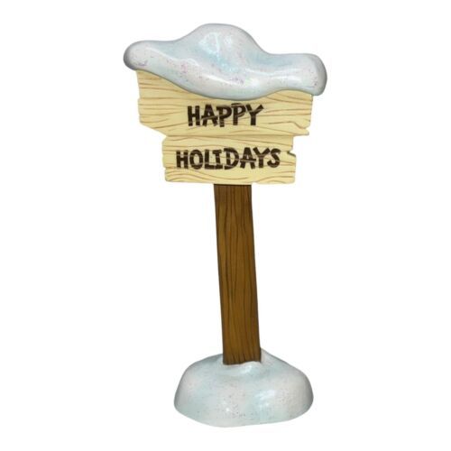 Disney POOH &amp; FRIENDS *Happy Holidays&quot; Sign RETIRED Figurine Winter Snow - $9.50