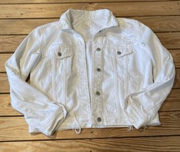 American eagle Womens  Button up Distressed denim jacket size M White R11 - £19.33 GBP