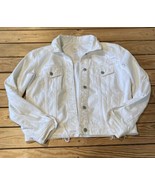 American eagle Womens  Button up Distressed denim jacket size M White R11 - £19.41 GBP