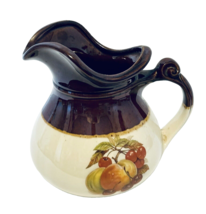 Brown Drip Pottery McCoy Fruit Festival Pitcher Peach Large 7515 USA 48 ... - $27.38