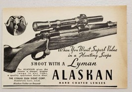 1946 Print Ad Lyman Alaskan Rifle Scopes Made in Middlefield,Connecticut - $8.98