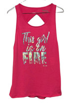 Reebok Womens Activewear Top Tank Size M This Girl Is On Fire Pink - $13.80