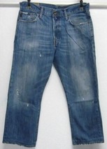 Abercrombie Fitch Vintage Men&#39;s W32 L26 BUTTON-FLY Straight Blue J EAN S Altered - £17.54 GBP