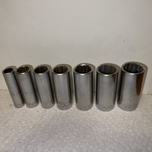 Vintage Craftsman 7 Pc Deep 12 Pt Sockets 3/8&quot; Drive 7/16&quot;- 7/8&quot; EE Made in USA - £22.85 GBP