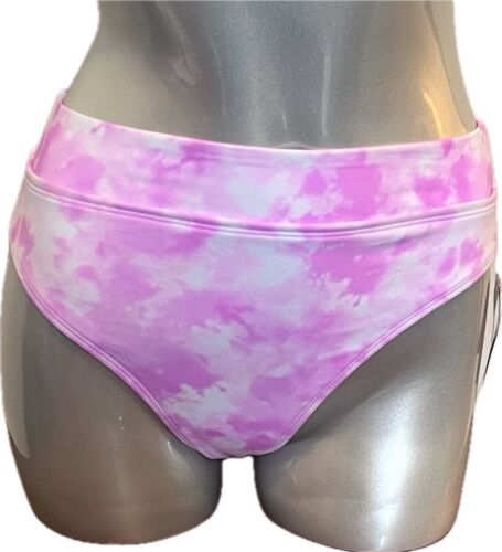 California Waves High Waisted Swimsuit Bottoms Size Small Pink White Tie... - $21.78