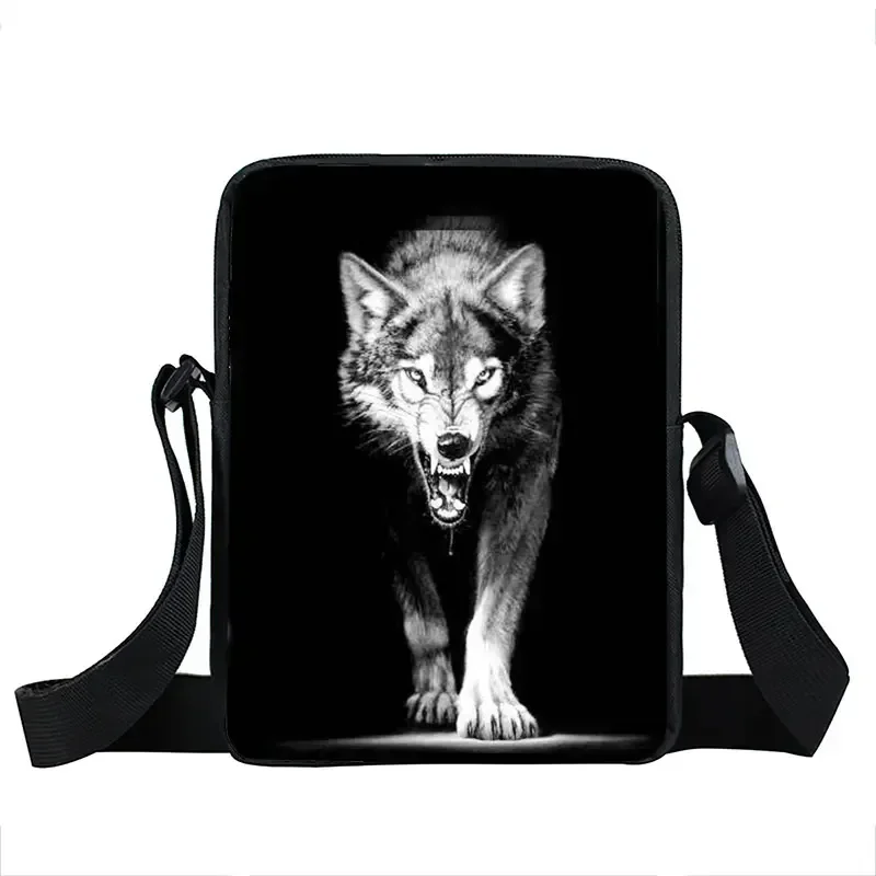 Cool Moon and Howling Wolf Print Small Shoulder Bag Women Handbag Mens C... - $20.71