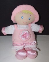 Kids Preferred rattle doll baby soft plush pink hat dress stars flower satin  - £7.35 GBP