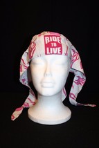 American Biker Du-Rag Headwrap White &amp; Pink with Flames Born to Ride NEW w/tag - £18.37 GBP