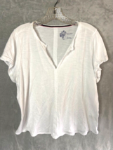 Pilcro Anthropologie women&#39;s white relaxed V neck T shirt top blouse size 1X - £14.42 GBP