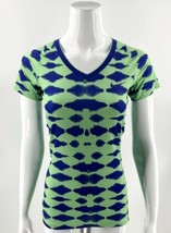 Nike Pro Dri Fit Athletic Top Small Green Blue Printed Short Sleeve Fitted Gym - $29.70