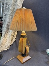 Mid Century Modern Golf Club Bag &amp; Balls Table Lamp w/Shade black/tan 26” Tall - £39.10 GBP