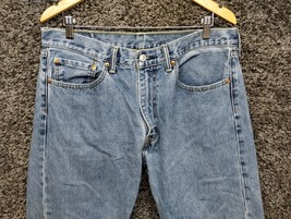Levis 505 Jeans Men 36x32 Blue Regular Fit Straight Leg Casual Whiskered - $22.99
