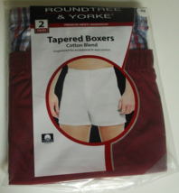 Two Roundtree and Yorke Tapered boxers Size 42 100% Cotton Print and burgundy - £14.12 GBP