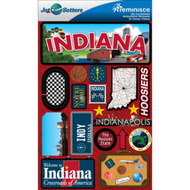 Reminisce Jet Setters State Dimensional Stickers 4.5&quot;X7.5&quot;-Indiana - $12.07