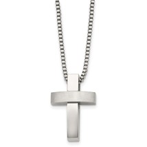 Men&#39;s Chisel Stainless Steel Brushed and Polished Cross Pendant on a 22 ... - $59.00