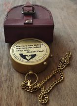 Antique Flat Pocket Compass with Lovely Quote of Robert Frost || (Antique Brass  - £35.96 GBP