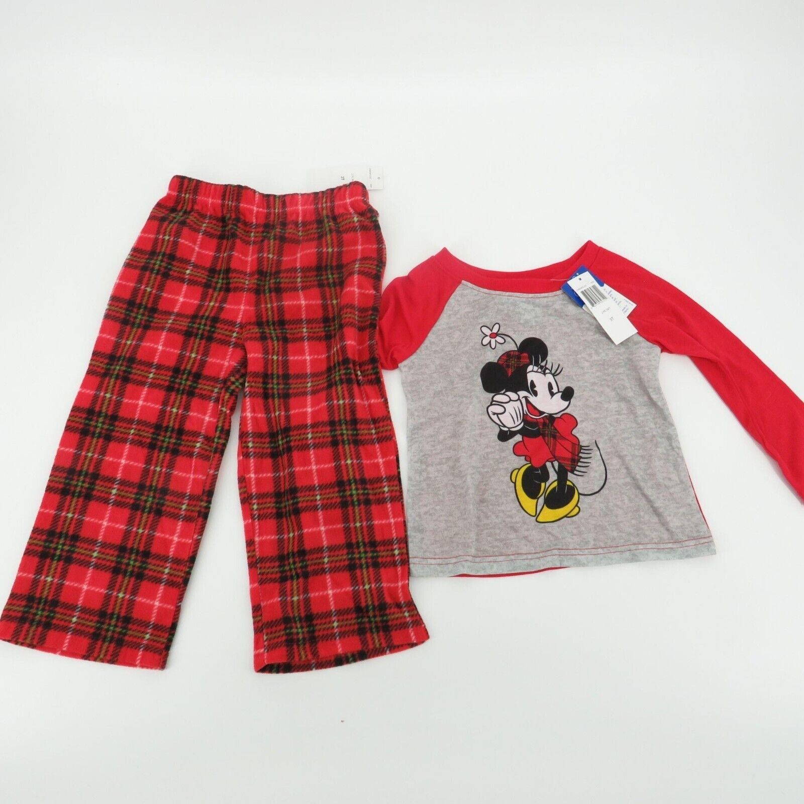 Primary image for Disney Girls Minnie Mouse 2 Piece Red Gray Pajamas 4T NWT $36
