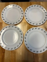 4 Vintage Corning White Milk Glass Green Leaf Tulip Bread And Butter Plate 7&quot; - £19.65 GBP