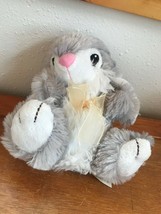 Very Cute DanDee Plush Gray &amp; White Thumper Easter Bunny Rabbit Stuffed Animal – - £7.45 GBP