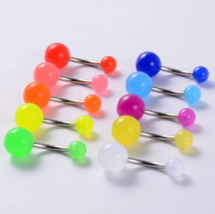 10PC Stainless Steel Glow in the Dark Acrylic Ball 14G Navel Piercing - £7.17 GBP