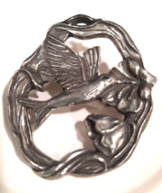 Vintage Silver Tone Pewter Hummingbird Brooch Pin marked 1989 Seagull Canada - £8.88 GBP