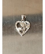 925 Sterling Silver Flower Heart Pendant 1.59g - $9.85
