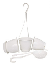 White 4.5&quot; Hanging Baskets - 3 Pack - Removable Saucers - £33.46 GBP