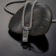 Viking Symbol Othala Necklace Men Antique Stainless Steel Norse Rune Amulet Pend - £13.69 GBP