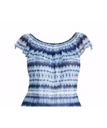 Chaps by Ralph Lauren Womens Plus Blue Tie Dye Printed Off The Shoulder ... - £31.78 GBP