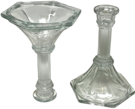HOMCO Clear Glass Column Hexagon Taper Candle Holder Set Of 2 Home Interiors image 5