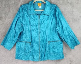 Ruby Rd Jacket Womens Size 16W Blue Retro Full Zip Long Sleeve 90s Vintage - £26.60 GBP