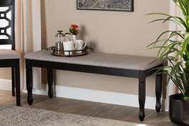 Elwyn Gray Fabric Upholstered and Dark Brown Dining Bench - $2,074.51 MXN