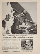1964 Print Ad Purina Dog Chow Farmer &amp; German Shepherd on Farm - £11.28 GBP