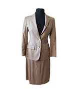 Vintage 80s Brown Blazer Gold Button Midi Skirt Suit Van Julian 6 Single... - $73.64