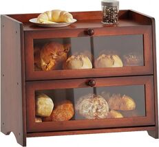 Space-Efficient Bamboo Bread Box - Protects &amp; Organizes Artisan Breads w... - $93.01