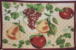 Tapestry Kitchen Rug (20&quot; X 30&quot;) Fruits, Apples,Pears, Grapes # 2, Rectangle, Hc - £11.09 GBP