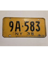 New York 1935 License Plate 9A-583 Original Paint Absolutely Beautiful-M... - $60.19 CAD