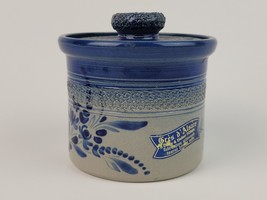 Vintage Dany Tonin Cres D&#39;Alsace Blue Stoneware Pottery Lidded Crock Butter Jar - £27.78 GBP