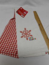 New lot 2 Happy Holidays Woven Tea Kitchen Towels Christmas design Stock... - £5.57 GBP