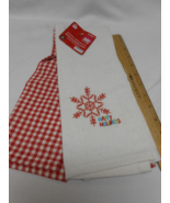 New lot 2 Happy Holidays Woven Tea Kitchen Towels Christmas design Stock... - £5.56 GBP