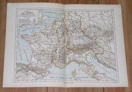 1887 Antique Historical Map Frankish Empire Kingdom Of Franks France 10TH Cent. - £15.19 GBP