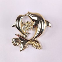 ✅ Vintage Jewelry Brooch Pin Dolphin Porpoise Gold Plate Tone - £5.75 GBP
