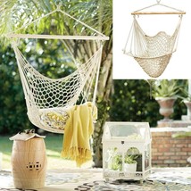 Hammock Chair Swing Hanging Rope Seat Net Chair Tree Outdoor Porch Patio... - £37.16 GBP