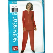 Butterick See and Sew Sewing Pattern 5252 Tunic Pants Misses Size 18-22 - $8.96