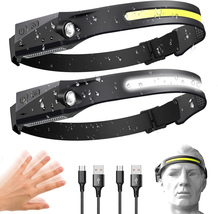 Headlamp Rechargeable, 2 Pcs Bright Adults Lightweight LED Headlamps - £17.78 GBP